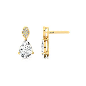 Boucles d'oreilles pendantes contemporaines de luxe en or massif 14 carats avec diamant de laboratoire taille poire 9*7 carats certifié IGI, vente en gros - Product Image 5