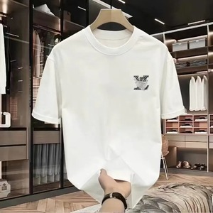 T-shirt pour homme en jersey 100% coton, manches courtes, imprimé lettres sur le devant, streetwear décontracté, haute qualité, personnalisable - Product Image 3