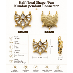 Collier ras-du-cou en laiton plaqué or avec pierres blanches et émail doré, motif papillon Kundan Pachi, connecteur de 6 mm pour bijoux de mariée - Vente en gros - Product Image 3