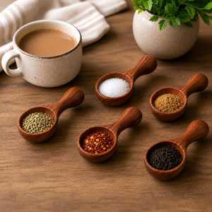 Wooden <b>Scoops</b> Set Hand Carved Utensils <b>Food</b> Safe Dishwasher & Microwave Safe Kitchen Use - Product Image 3