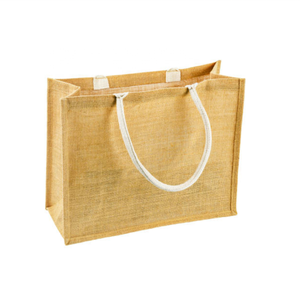 Bolsa de yute ecológica personalizada para compras, bolsa de transporte de fibra natural reutilizable de uso promocional con asa de algodón fuerte - Product Image 1