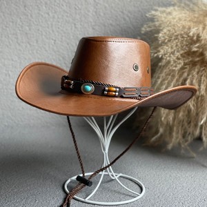 Sombrero Unisex de PU con Ala Enrollada, Estilo Vaquero para Adultos, para Playa o Pesca, Estilo Fedora, Venta al Por Mayor - Product Image 3
