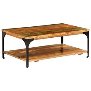 Reclaimed Mixed Wood Industrial Coffee <b>Table</b> with Steel Frame | Wholesale Vintage Furniture - Product Image 2