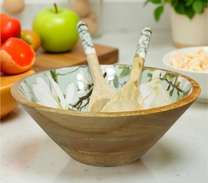 Bols et cuillères en bois imprimés en émail écologique de haute qualité personnalisés style américain meilleur cadeau de service en rose - Product Image 4