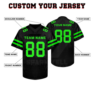 เสื้อฟุตบอลอเมริกันสีแดงแบบกำหนดเองสำหรับผู้ชาย หมายเลข 88 คอวี แขนสั้น ผ้าตาข่ายระบายอากาศ ชุดทีมแบบซับลิเมชั่น - Product Image 3