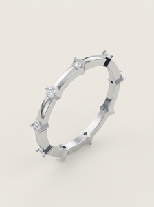 Anillo de Compromiso Moderno para Mujer, Oro Sólido de 14K, Diamante Cultivado en Laboratorio, Corte Esmeralda y Pera, Certificado IGI - Product Image 3