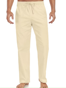 Pantalon décontracté personnalisé pour homme en polyester, coupe droite, couleur unie, avec cordon de serrage, taille mi-haute - Product Image 4
