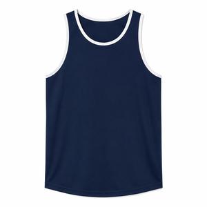 <b>Top</b> Trending Men's <b>Navy</b> Blue O-Neck Sleeveless Tank <b>Top</b> Solid Color Knitted Breathable Polyester Eco-Friendly Quick Dry Sporty - Product Image 2