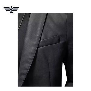Chaqueta de Otoño EMPIRE TREND WEARS para Hombre, de Cuero Sintético, Corte Entallado, Cuello Camisero, Cierre de un Botón, Color Sólido, Estilo Casual Elegante, con Piel Sintética - Product Image 6