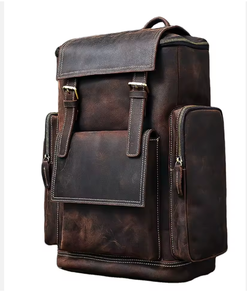 Customizable Leather <b>Backpack</b> Hiking Camping Unisex Vintage Durable Cotton Waterproof Anti-Theft Laptop Outdoor Genuine Leather - Product Image 3