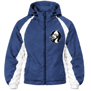<b>Navy</b> Blue White Hooded Tracksuit Set Full Zip Jacket Straight Leg Pants Custom Team Training Athletic Sportswear Two Piece - Product Image 3