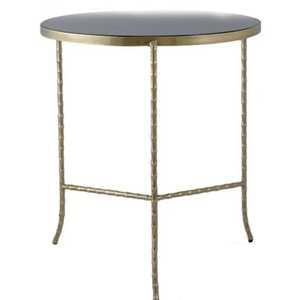 Rustic wooden side <b>table</b> with scalloped edge top three slender legs modern minimalist coffee <b>table</b> for living room setup - Product Image 3