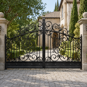 Puerta de Entrada de Hierro Forjado de Lujo, Puerta Ornamental Negra para Jardín, Puerta Principal Decorativa para Villa, Puerta de Seguridad Exterior para Propiedades - Product Image 4
