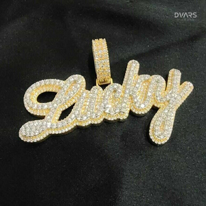 Colgante de Lujo Personalizado con Nombre en Letras Cursivas VVS Moissanite para Hombre, Estilo Hip Hop, Dos Tonos, Plata 925, Certificado - Product Image 3