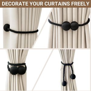 2pcs Black Magnetic Curtain <b>Tiebacks</b> Buckles Holdbacks <b>Hooks</b> Clip for Home Outdoor Bedroom Office Elegant Dec Curtains Valances - Product Image 5
