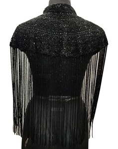 Hot New Design <b>Black</b> Beauty Carnival Custom Crystal Handbeading Handmade Hanging Beaded Fringed Party Cape <b>Top</b> Bikini Autumn - Product Image 3