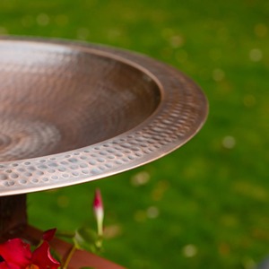Hammered Metal <b>Deck</b> Mounted Bird Bath Bowl Weather Resistant Outdoor Bird Water Feeder For Garden Patio Railing Decor - Product Image 4