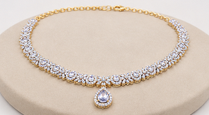 Parure Collier et Boucles d'Oreilles en Zircon Cubique Plaqué Platine, Coupe Poire, Bijoux Pendante Tendance Orelia Luxe pour Mariage Femme - Product Image 3