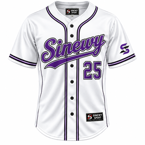 Camiseta de Béisbol Blanca para Hombre SINEWY SPORT, Impresión Sublimada con Nombre del Equipo 25, Absorbe la Humedad, Manga Corta, Corte Regular, Adulto - Product Image 1