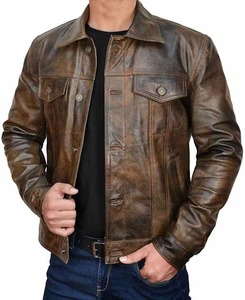 Customized Logo Label Brown Genuine Leather <b>Jacket</b> <b>for</b> <b>Men</b> Winter Casual Waxed Racer Vintage Motorcycle <b>jacket</b> <b>for</b> <b>men</b> - Product Image 3