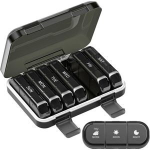 Organizzatore Portatile Settimanale di Pillole per 7 Giorni, 3 Volte al Giorno, Contenitore per Vitamine, Olio di Pesce e Medicinali, Pratico Porta Pillole - Product Image 1