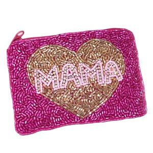 Porte-monnaie unique et élégant avec broderie perlée, design MAMA, petit sac à main avec perles de haute qualité, par Hiba Enterprises - Product Image 1