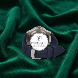 นาฬิกาเพชรหรู Pragalbh Jewels นาฬิกาโมอิสซาไนต์ นาฬิกาสปอร์ตแบบอนาล็อกประดับเพชรเต็มเรือน ตัวเรือนสแตนเลสสำหรับผู้ชาย - Product Image 6