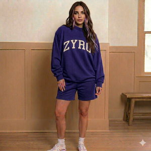 ชุดเซ็ตเสื้อคอเต่าและกางเกงขาสั้นสำหรับผู้หญิง สวมใส่สบาย อุ่น นุ่ม ทันสมัย เหมาะสำหรับฤดูหนาว สไตล์ลำลอง - Product Image 1