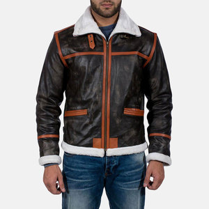 Veste de moto en cuir véritable réversible pour homme DANISH IMPEX, respirante, anti-UV, doublure en laine, fermeture éclair, col rabattable, hiver - Product Image 1