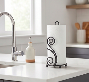 Durable Metal <b>Paper</b> Towel Holder With Scroll Design Perfect For <b>Kitchen</b> Bathroom And Toilet Use Napkin Organizer Handcrafted - Product Image 2