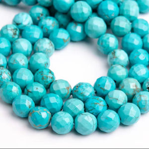 Perles rondes à facettes en pierre précieuse turquoise bleu menthe, pour la fabrication de bijoux, bracelet, collier, artisanat DIY - Product Image 1