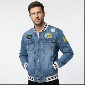 Chaqueta vaquera transpirable de alta calidad con estampado de moda nueva hecha en fábrica para hombre con personalización de logotipo frontal - Product Image 1