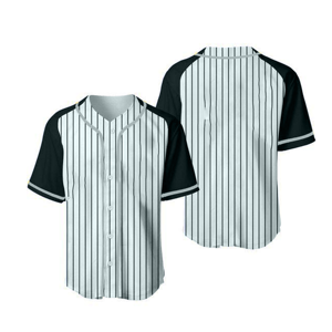 Maillot de baseball rayé blanc pour homme avec manches noires, boutons sur le devant, tissu polyester respirant et anti-humidité, vêtements de sport - Product Image 3
