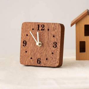 Horloge de table en bois décorative créative, design minimaliste personnalisé, horloges sur pied pour la maison et le bureau - Product Image 2