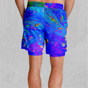 <b>Men's</b> Quick Dry Board Shorts Sublimation Print Drawstring Casual Swim <b>Trunks</b> Purple Blue Pattern Short Length - Product Image 5