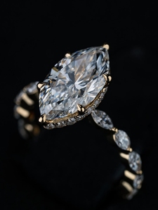 Anillo de Diamante Moissanite de Corte Marquesa de Lujo, Chapado en Oro Amarillo, Diseño Personalizado, Anillo de Compromiso y Boda para Mujer, Regalo - Product Image 1