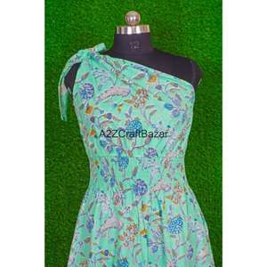 Robe midi moulante en coton 100% à imprimé floral multicolore, boutonnée sur une épaule, pour femme, décontractée, tendance, été, très vendue - Product Image 3