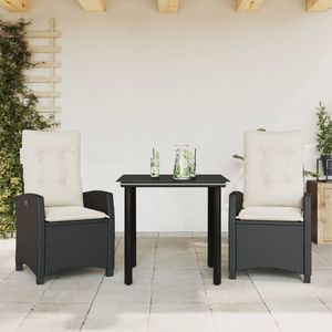 Ensemble de salle à manger de jardin blanc crème et noir, 2 places, meubles en osier d'extérieur, résistant aux intempéries, design contemporain - Product Image 3