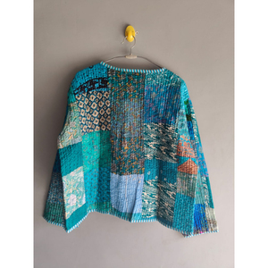 Chaqueta acolchada vintage para mujer, estilo patchwork, cárdigan corto bohemio, ropa de abrigo corta para invierno, regalo para ella. - Product Image 6