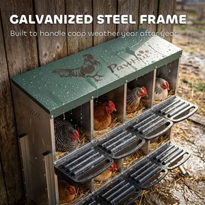 Nidi per Galline in Metallo a 8 Scomparti Tipo H & A, a Due Livelli, con Fori di Ventilazione per la Deposizione delle Uova - Product Image 5