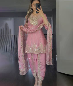 Salwar Kameez Especial para Eid Ramzan, Listo para Usar, Personalizable, de Microalgodón, Corte Ajustado, Pantalón Estilo Dhoti de Longitud Midi, Tradicional para Fiestas - Product Image 1