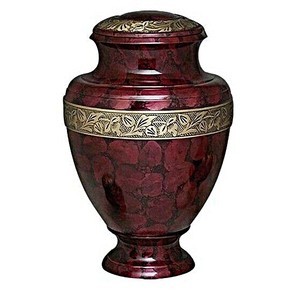 Urne funéraire en laiton poli gravé Rouge Feu, style américain/européen, pour cendres humaines adultes - Product Image 1
