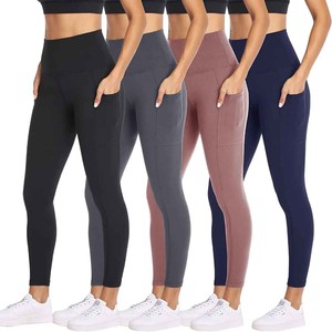 Women's High Waisted Full Length <b>Leggings</b> With <b>Pockets</b> Solid Color Stretchy Sporty Yoga Pants For All Seasons - Product Image 1