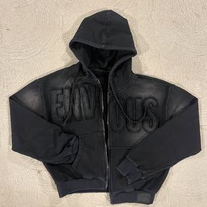 Conjunto de Sudadera con Capucha y Cremallera Completa de Algodón Premium con Lavado Ácido y Pantalones de Chándal de Pierna Recta, Estilo Casual Urbano, con Logotipo Personalizado y Marca Privada para Hombre - Product Image 3
