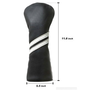 ปลอกหุ้มหัวไม้กอล์ฟหนัง PU สีดำ ลายทางสีขาว ป้องกันไม้แฟร์เวย์ - Product Image 2