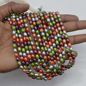 Perlas de Agua Dulce Naturales Multicolores de 5mm 6mm, Forma de Arroz, Cuentas Lisas, Piedras Preciosas, Perlas Cultivadas para la Fabricación de Joyería Artesanal - Product Image 4