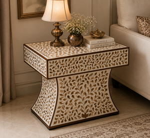 Nouvelle Arrivée Table de Chevet en Résine et Bois Incrusté, Table d'Appoint Luxueuse, Table Latérale Tendance, Meuble de Décoration Intérieure en Bois Naturel Incrusté - Product Image 5