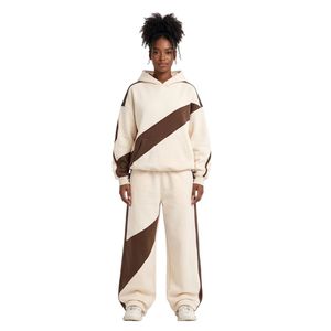 Ensemble de survêtement gris uni mélangé, chaud pour l'hiver, en pur coton, minimaliste, ample, épais, pull à ourlet large, confortable et décontracté - Product Image 3
