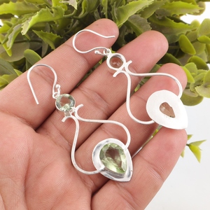 Pendientes de amatista verde hechos a mano en India con plata de ley 925, joyería para mujeres y niñas, ideales para usar en bodas. - Product Image 2