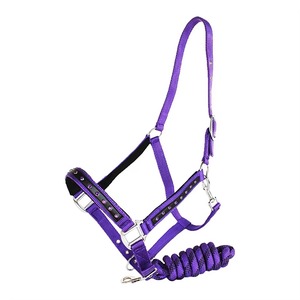 Équipement d'équitation en cuir verni pour courses de chevaux, têtière rembourrée colorée avec frontale et muserolle, bride de cheval - Product Image 4